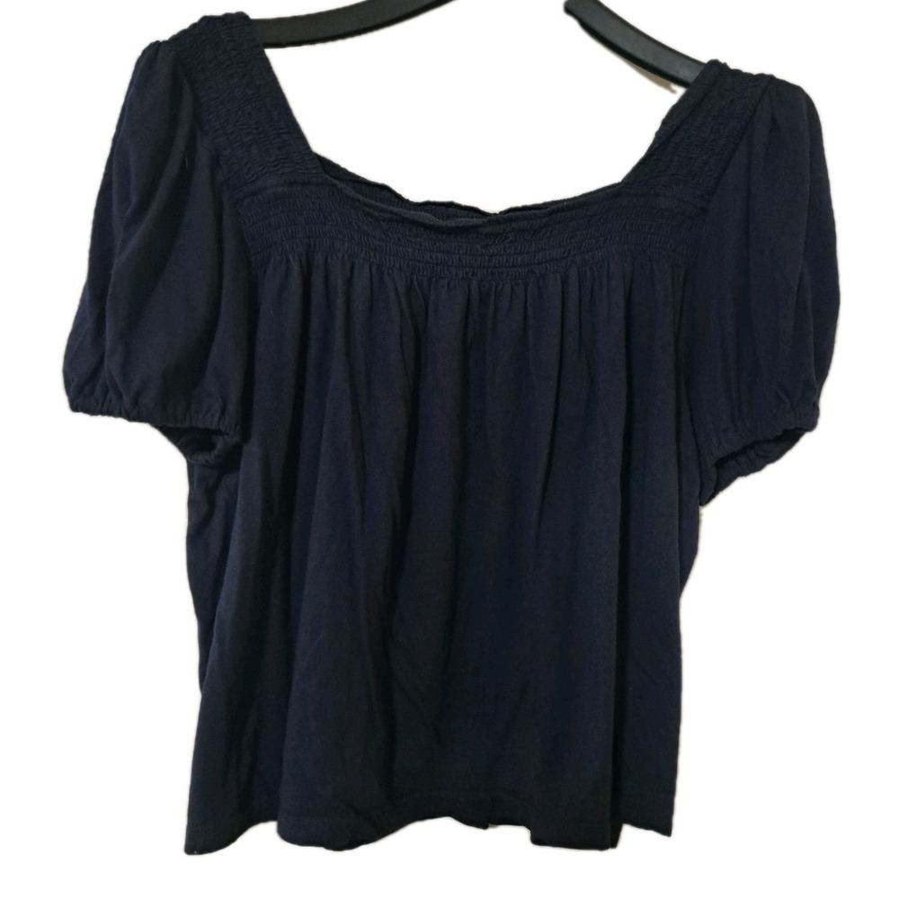 Tommy Hilfiger Womens Crop Top Navy Blue Xlarge Peasant Boho